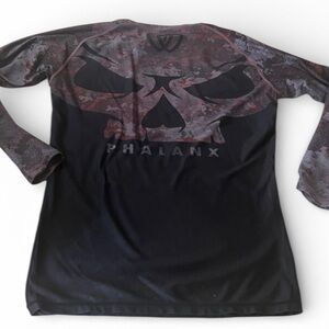 Phalanx Athletics Men's Black  Red Camo Sleeve Jiu Jitsu Rashguard Under Shirt